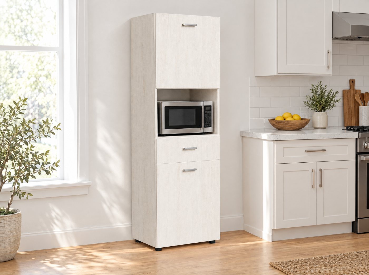 Pantry cabinet in a kitchen